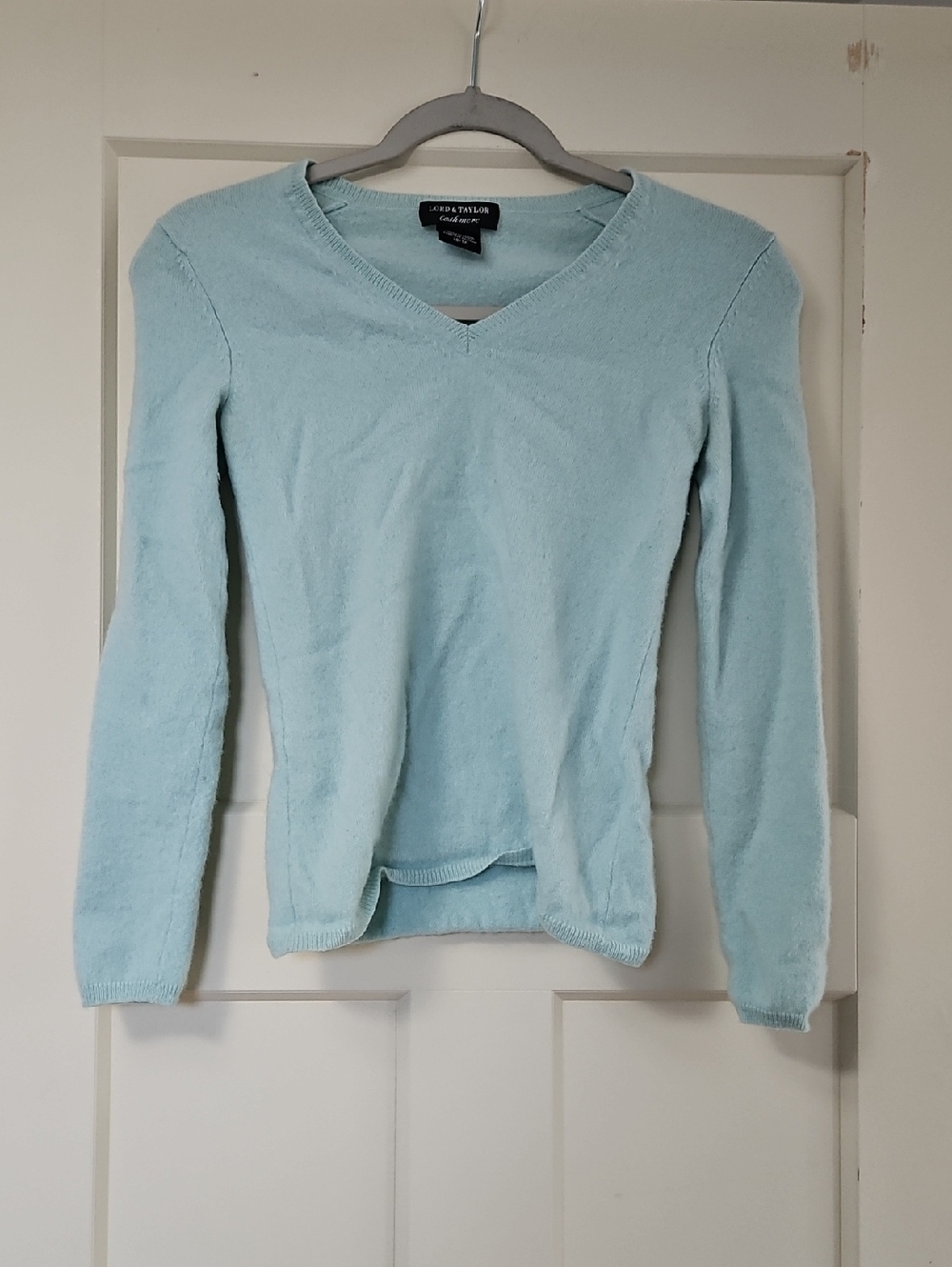 Lord & Taylor Light Blue V-Neck Sweater